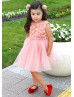 Pink Rosette Tulle Flower Girl Dress